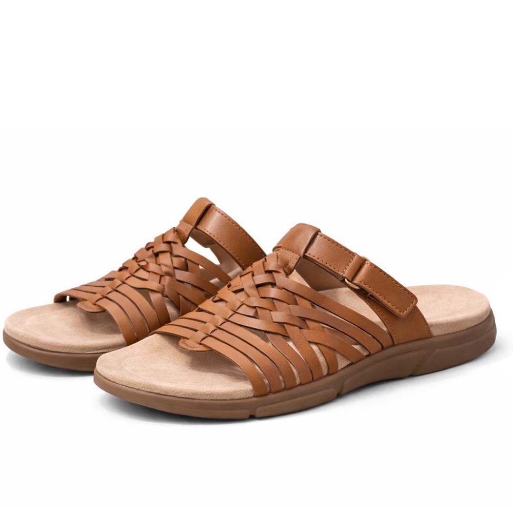 Easy Spirit Mar Woven Slingback Sandals 7.5 Cognac Comfort NWT Adjustable Strap